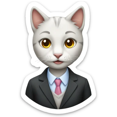 girl cat in a business suit sticker