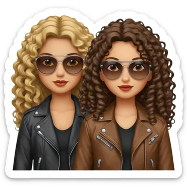 Biker Gang with Sunglasses, Girl with long curly hair, sunglasses sticker