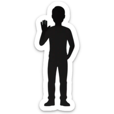 a silhouete man saying hello sticker