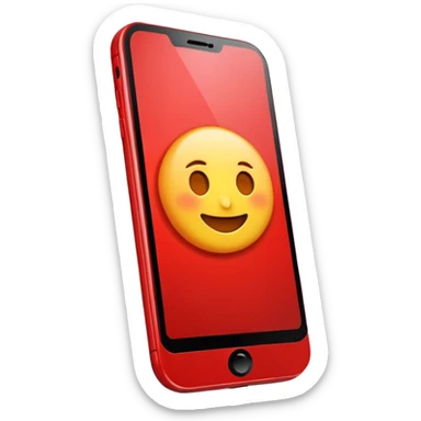 mobile phone emoji, modern smartphone, bright red sticker