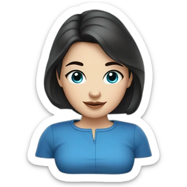 finnish woman with big cheeks and small blue eyes and dark hair sticker