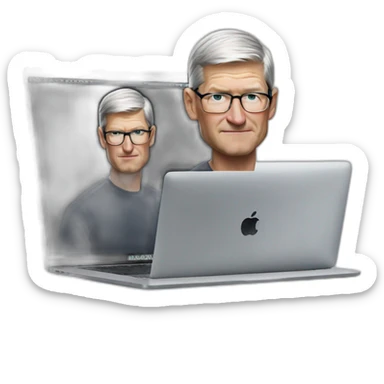 tim cook with a macbook pro sticker