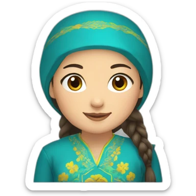 Kazakh girl in national clothes  sticker