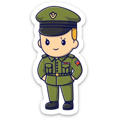 rear view of military personnel wearing a cap or hat sticker