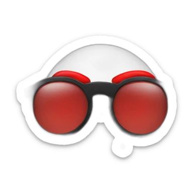 ball with a red cap with a black brim no mouth round glasses sticker