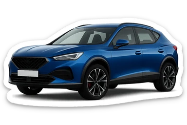 Make the navy blue car color brighter by +5, keep the background transparent, and remove the logo. Maintain the style and details of the original image. sticker