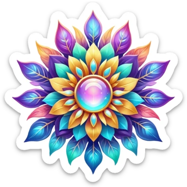 Epic divine legendary celestial flowery complex detailed iridescent gradients aesthetic-scenery-Decorations sticker