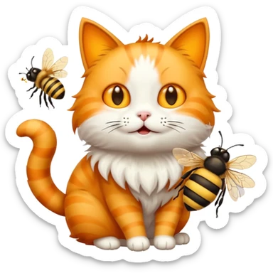 Cat with a bee sticker