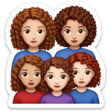 4 group of girls first one light skin brown hair curly and hazel eyes second one light skin brown curly hair brown eyes third one black straight hair pale skin and brown eyes fourth one red hair pale skin hazel eyes sticker