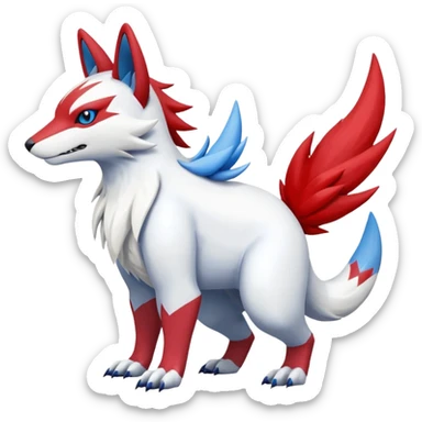 Garurumon-Linoone-Renamon-Zangoose-fusion-hybrid-creature (full body) sticker