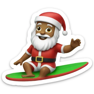 Santa on a surf board sticker