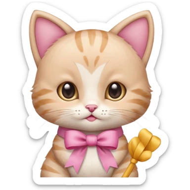 Baby cat have🎀and like pinterest drawing soft and cutie sticker