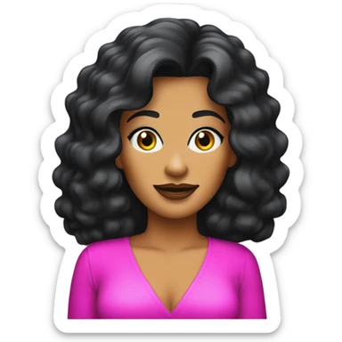 Tanned woman with black hair dressed in 1980s hair, makeup, and neon attire  sticker