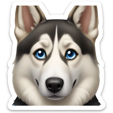 Husky and German shepherd mix dog with two blue eyes sticker