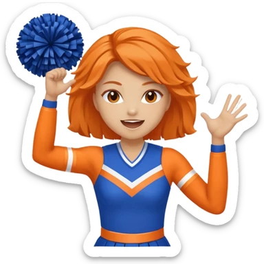 cheerleader  within a circle of shades of orange and blue With her, Boom Boom, and cheering sticker