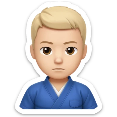 cute martial arts coach portrait, head and shoulders only, gi uniform collar, black belt detail, serious but friendly face, 3D cartoon, mobile game icon style, clean background, no text, no watermark
 sticker