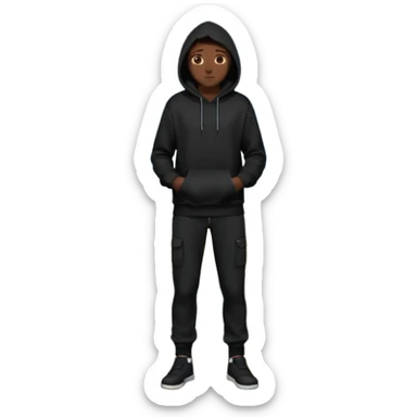 fullbody Mysterious sky man in black hoodie, hands in pockets and black pants sticker