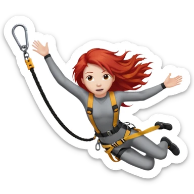 bungee jumping face only with hair flying red long hair sticker