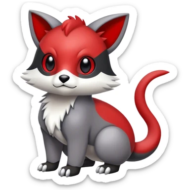 Cute cool black red white grey animal hybrid Fakemon full body sticker
