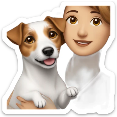 Jack Russell Terrier with a woman sticker