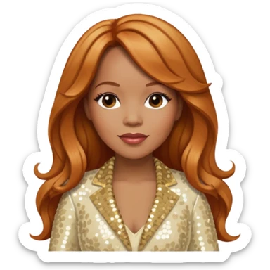 Tina Campbell from Mary Mary with long reddish blonde hair, cream sequin outfit sticker