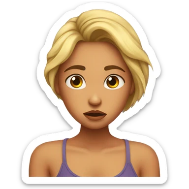 Annoyed girl in front of the mirror sticker