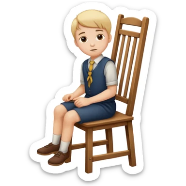 Boy tied to chair sticker