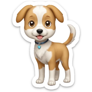 a full body white beagle x maltese x chi dog the size of a kelpie with light brown ears and a light brown patch on one eye sticker