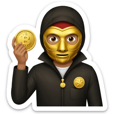 Robber emoji holding a 💰 wearing a mask that is made of robber suit without showing his hand the 💰 need to be in the left sticker