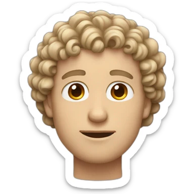 White Man with curly hair and heart in eyes sticker