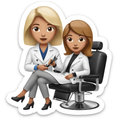 woman hairdresser chair sticker