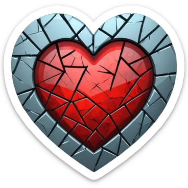 heart with a dark mirror and grunge texture sticker