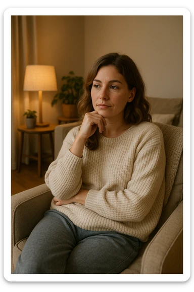 donna che vuole rimanere nella sua zona di comfort. Immagini realistiche sticker