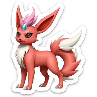 Pastel iridescent exotic colorful Darkrai-Scizor-Flareon-fusion with a Mohawk  sticker