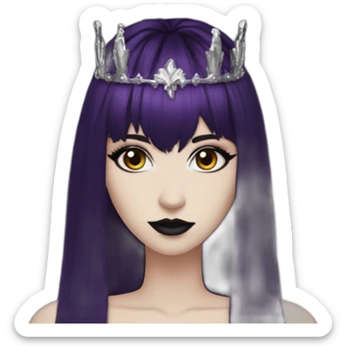 Elissabat-with-bangs-long-hair-dark-purple-and-black-vampire-goth-makeup-crown sticker