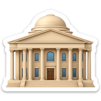 Minimal 3D emoji style government ministry building, classical architecture with columns and triangular roof, official state institution, neutral beige stone, clean shading, financial institution icon, isolated on transparent background, professional, no flags, no text sticker