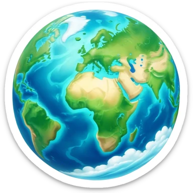 Cinematic Realistic Earth, depicted with vibrant blue oceans, clouds, and lush green continents rendered in exquisite detail, high shine, and a soft radiant glow that captures the dynamic, life-sustaining beauty of our home planet. sticker