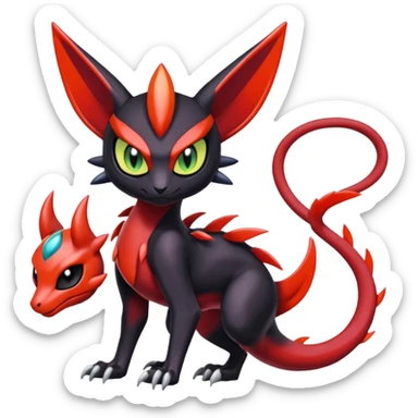 Colorful Shiny Glossy Smooth Cool Badass  Meloetta-Litten-Noivern-Salandit-Guilmon-Darkrai-Pokémon-Fakémon-fusion-hybrid-creature sticker