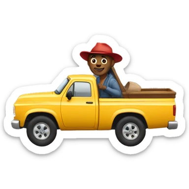 Man driving a pickup truck sticker