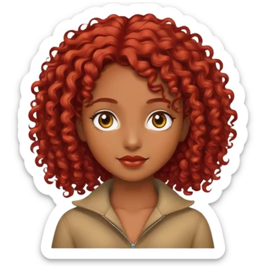 Brown skinned girl with red curly medium length hair sticker