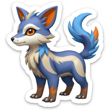 Shiny Brown with Beige, Orange, And Blue Linoone-Absol-Trico-Hybrid (Full body) sticker