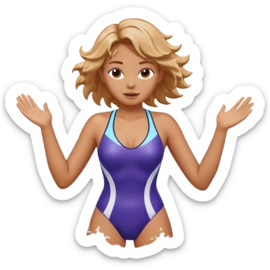 woman standing in ocean waves, water splashing around her, confident expression, dynamic sea motion, cinematic ocean vibe, 3D cartoon style, mobile game icon style, clean background, no text, no watermark
  sticker