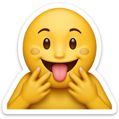 A licking emoji with hands. Imagine there’s a wall at the side and the emoji is licking it while holding it with it’s hands sticker