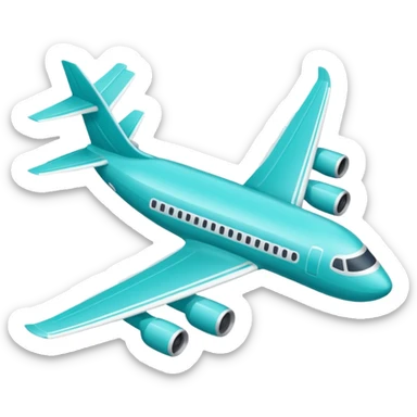 Minimalist outline airplane with elegant wings, monoline icon, thin contour lines, no fill, transparent background, vector style, premium travel emoji, aqua teal #40B2D6 outline, 512x512 sticker