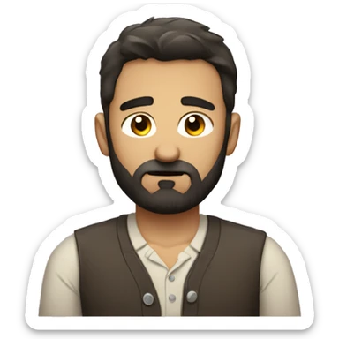 disappointed man with a beard and short scruffy dark brown hair wearing a buttoned shirt sticker