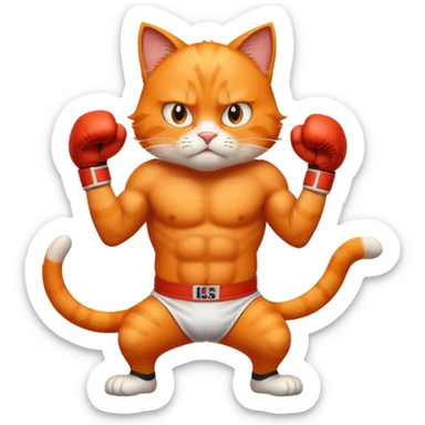 Gato naranja boxeando sticker