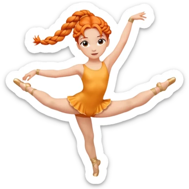 A young dancer with braided orange hair, practicing a gentle arabesque. sticker