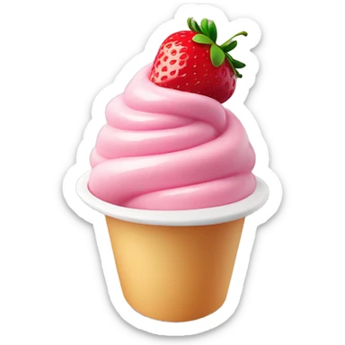 Strawberry frozen yogurt swirled in a white cup sticker
