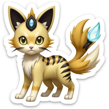 Meloetta-Meowth-Gatomon-Liepard-Pokémon-Digimon-Fakémon-fusion-hybrid-creature sticker