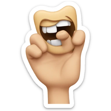 Using fingers to lift the corners of the mouth to make a smile sticker